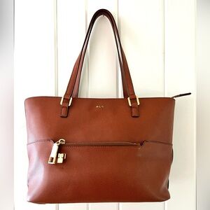 Ralph Lauren Tan Leather Tote with Gold Accents